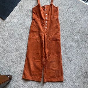 Burnt Orange Corduroy Jumpsuit - Forever 21 Large